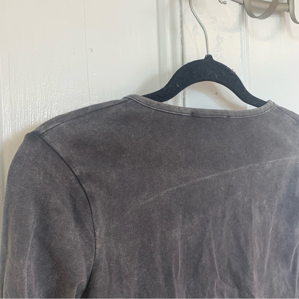 Missguided Mineral Wash Dark Gray Button Up Cropped Long Sleeve - Picture 8 of 16